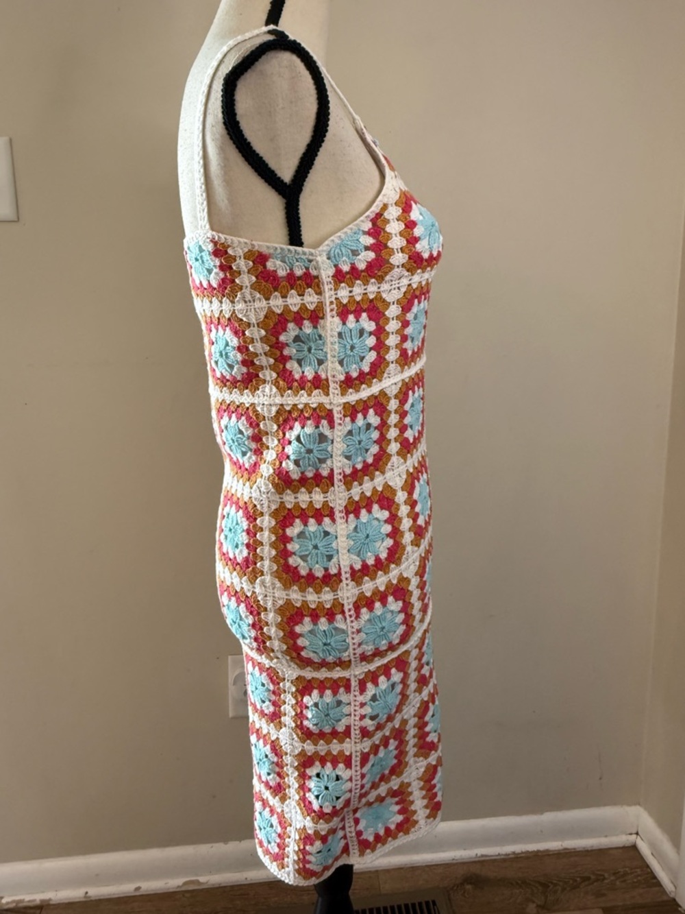 Willow & Wind boho crochet midi sundress blue tan red white SZ XS - Picture 2 of 12